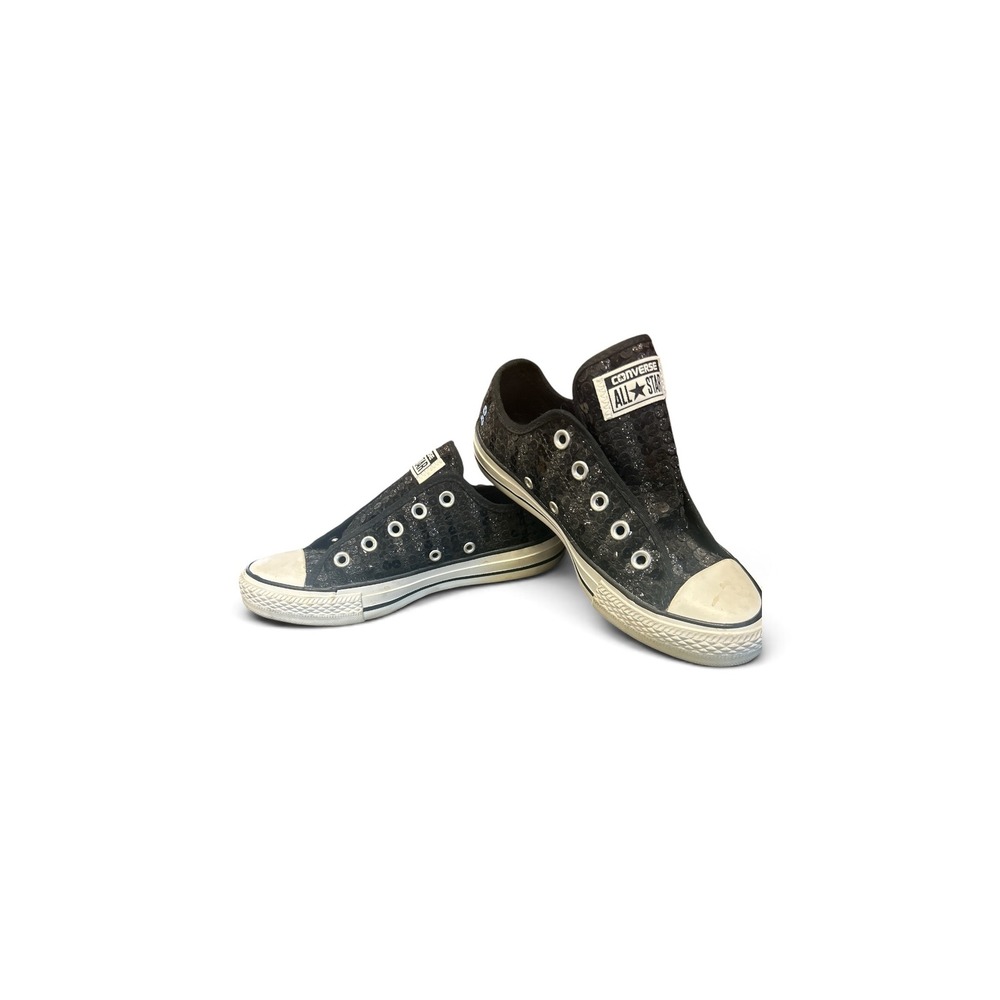 Converse Chuck Taylor All Star Black Sequin Low Top Sneakers 545008F Womens 6